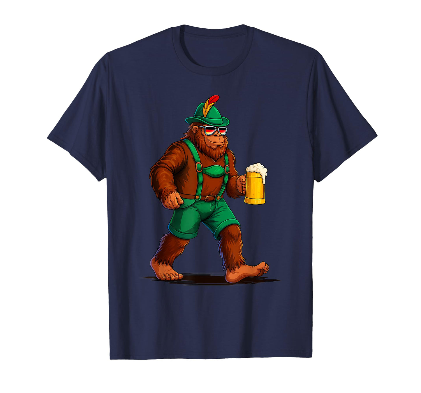 German Bigfoot Sasquatch Beer Lederhose Funny Oktoberfest T-Shirt