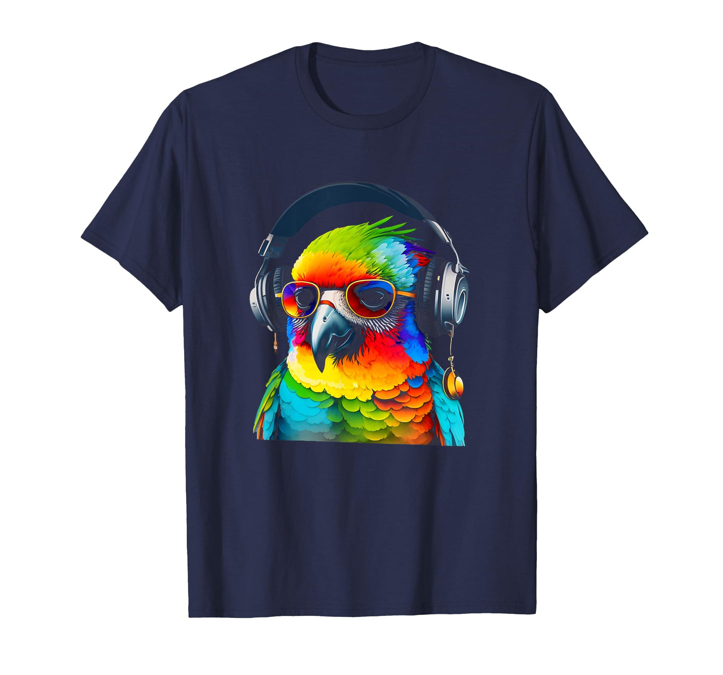 DJ Parrot with Sunglasses Headphones Music Funny Parrot T-Shirt