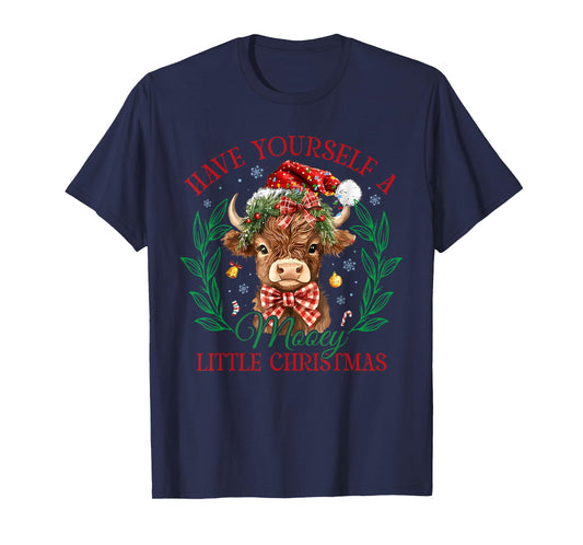 Have Yourself A Mooey Little Christmas Funny Cow Santa Women T-Shirt