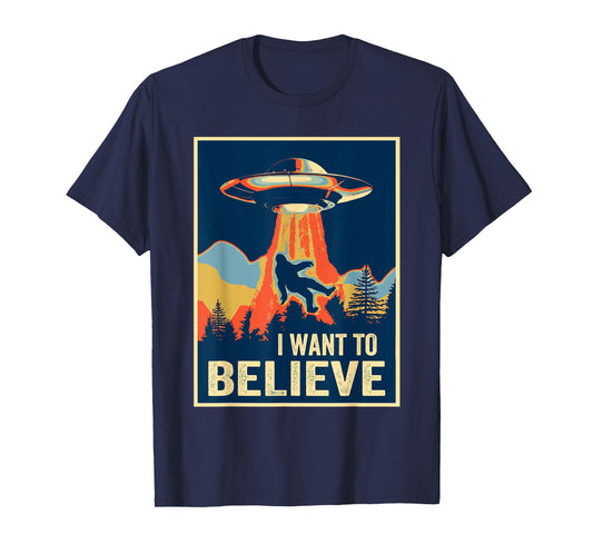 I Want To Believe Bigfoot TShirt Area 51 Alien UFO T-Shirt