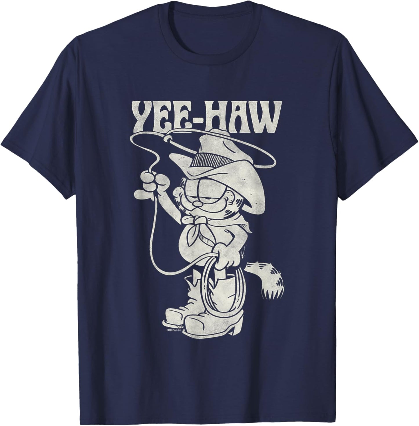 Garfield Cowboy Yee-Haw Vintage Retro Big Chest Portrait T-Shirt