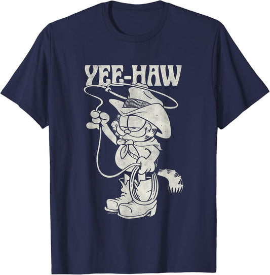 Garfield Cowboy Yee-Haw Vintage Retro Big Chest Portrait T-Shirt