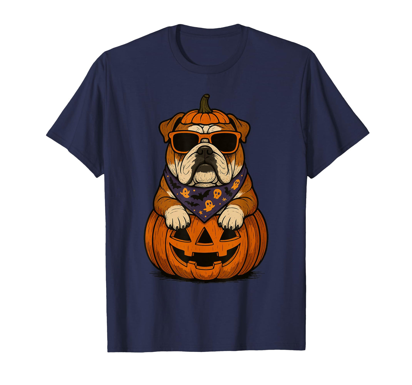 Spooky English Bulldog Pumpkin Halloween Bully Dog Lover T-Shirt