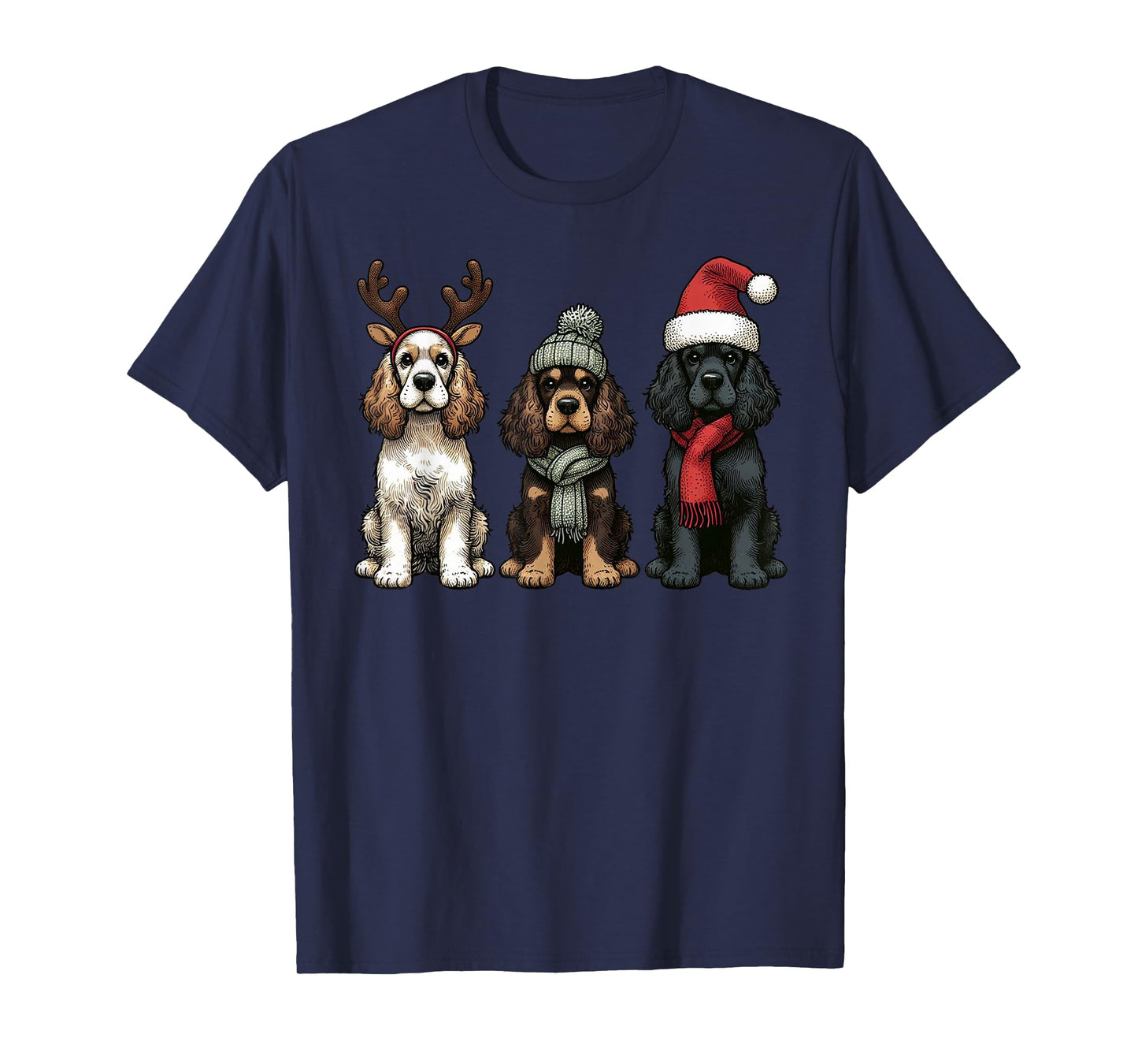 Santa Reindeer Cocker Spaniel Christmas Cocker Lover Pajama T-Shirt