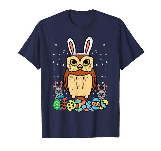 Easter Owl Eggs Bunnies Cute Animal Bird Men Women Kids T-Shirt