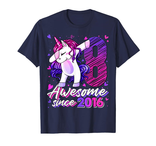 8 Years Old Flossing Unicorn Gifts 8th Birthday Girl Party T-Shirt