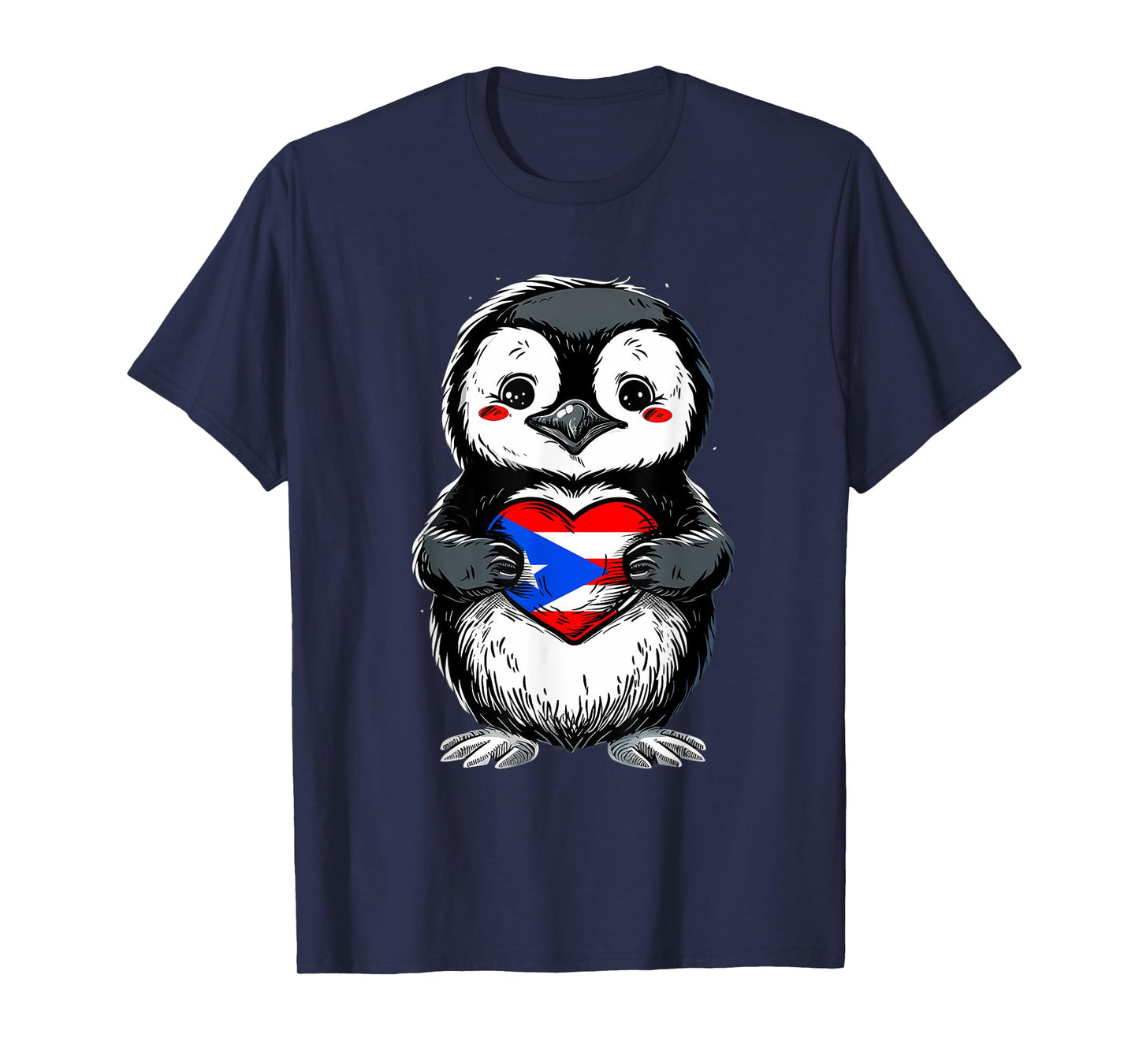Puerto Rico Cute Penguin Heart Puerto Rican Flag Boricua T-Shirt