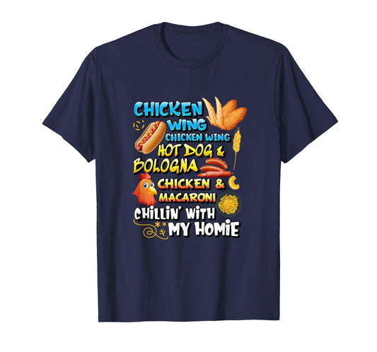 Cooked Chicken Wing Chicken Wing Hot Dog Bologna Macaroni T-Shirt for Men Women Girls Kids