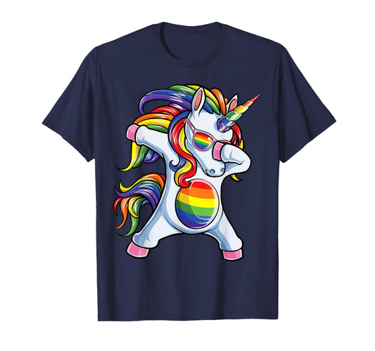 Dubbing Unicorn Gay Pride LGBT T-Shirt Lesbian Rainbow Flag T-Shirt