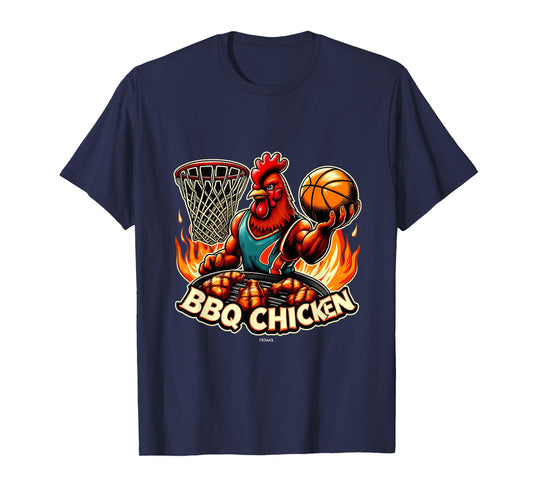 BBQ CHICKEN WITH GRILL ON FLAMES PLAYING BASKETBALL T-Shirt