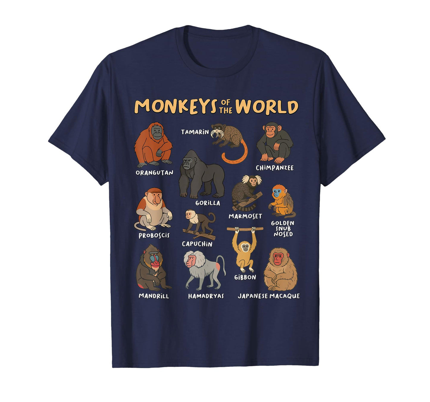 Monkeys of the World Educational Animal Ape Collection Types T-Shirt