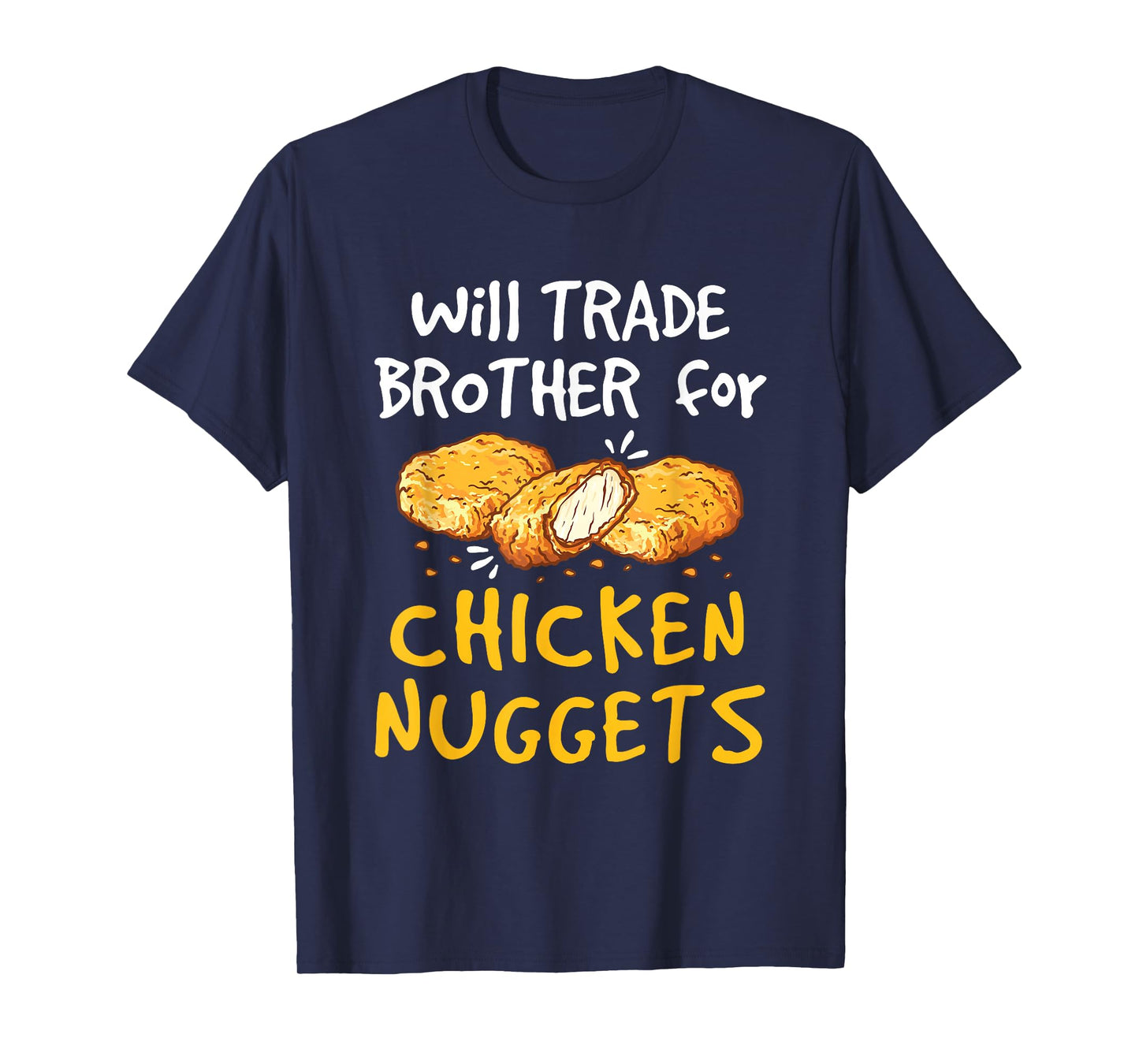 Chicken Nugget Lover Apparel and Gifts Kids Unisex T-Shirt Black Small Modern Fun Crew Neck Short Sleeve Will Trade Brother for Chicken Nuggets Funny Fast Food