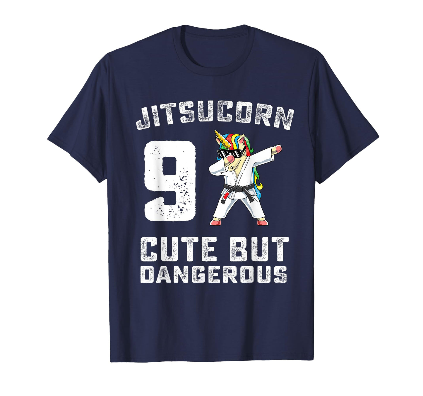 9 Year Old Jiu Jitsu Birthday Gift BJJ Dabbing Unicorn Girl T-Shirt