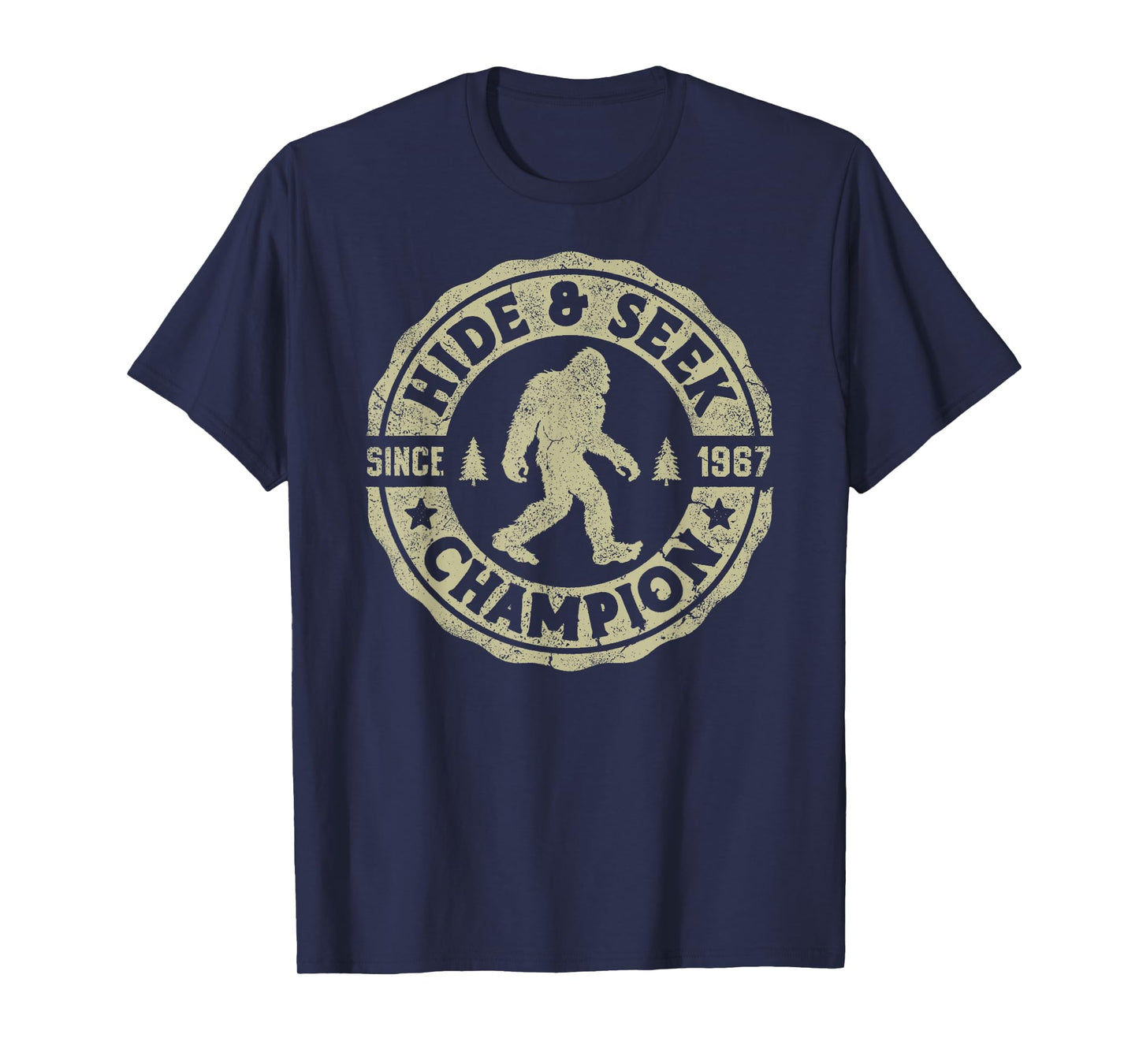 Bigfoot Hide And Seek Champion Funny Sasquatch Retro Vintage T-Shirt
