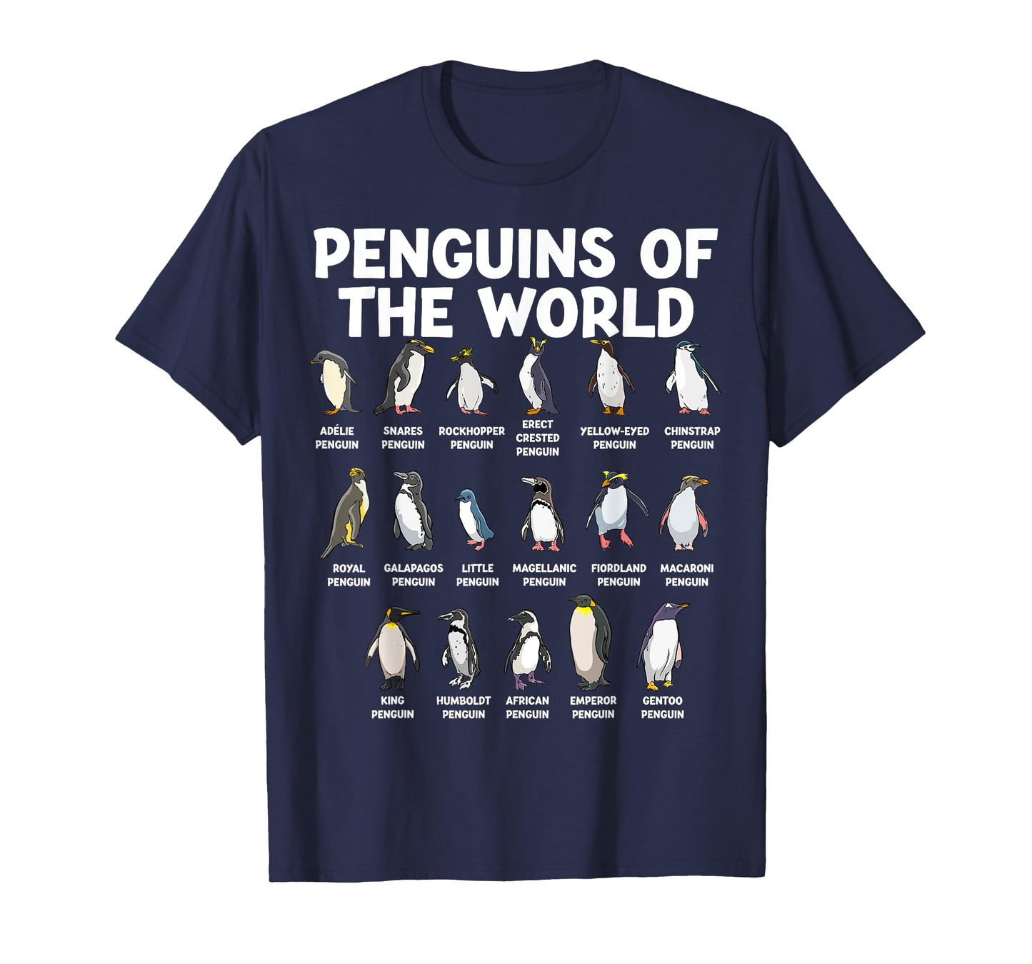 Penguins Of The World Kawaii Types Of Penguins Sea Animal T-Shirt
