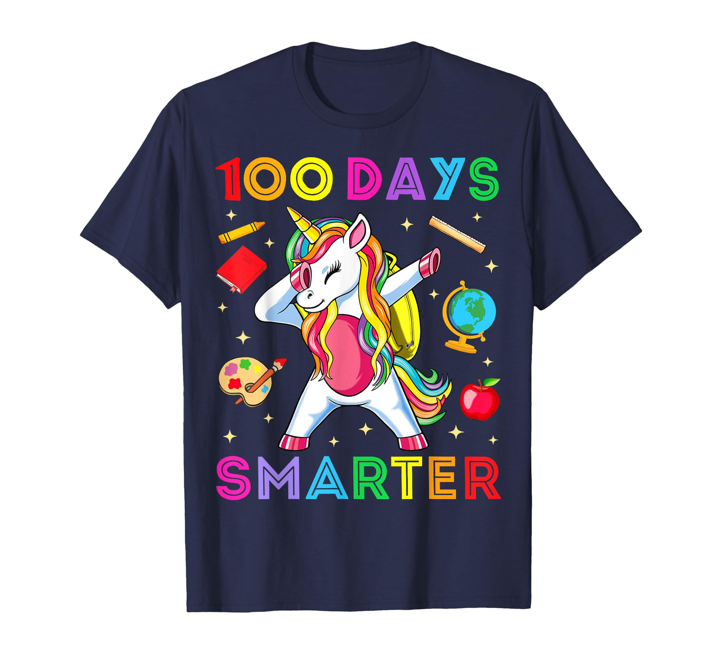 100 Days Smarter Kids Girls Unicorn 100th Day of School Gift T-Shirt