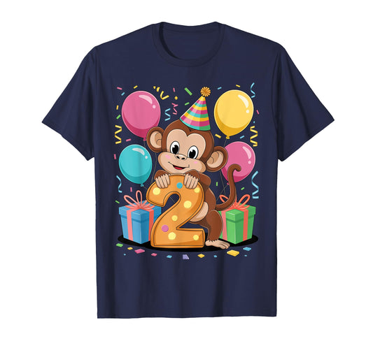 Monkey 2nd birthday boy girl 2 years old second two Monkey T-Shirt