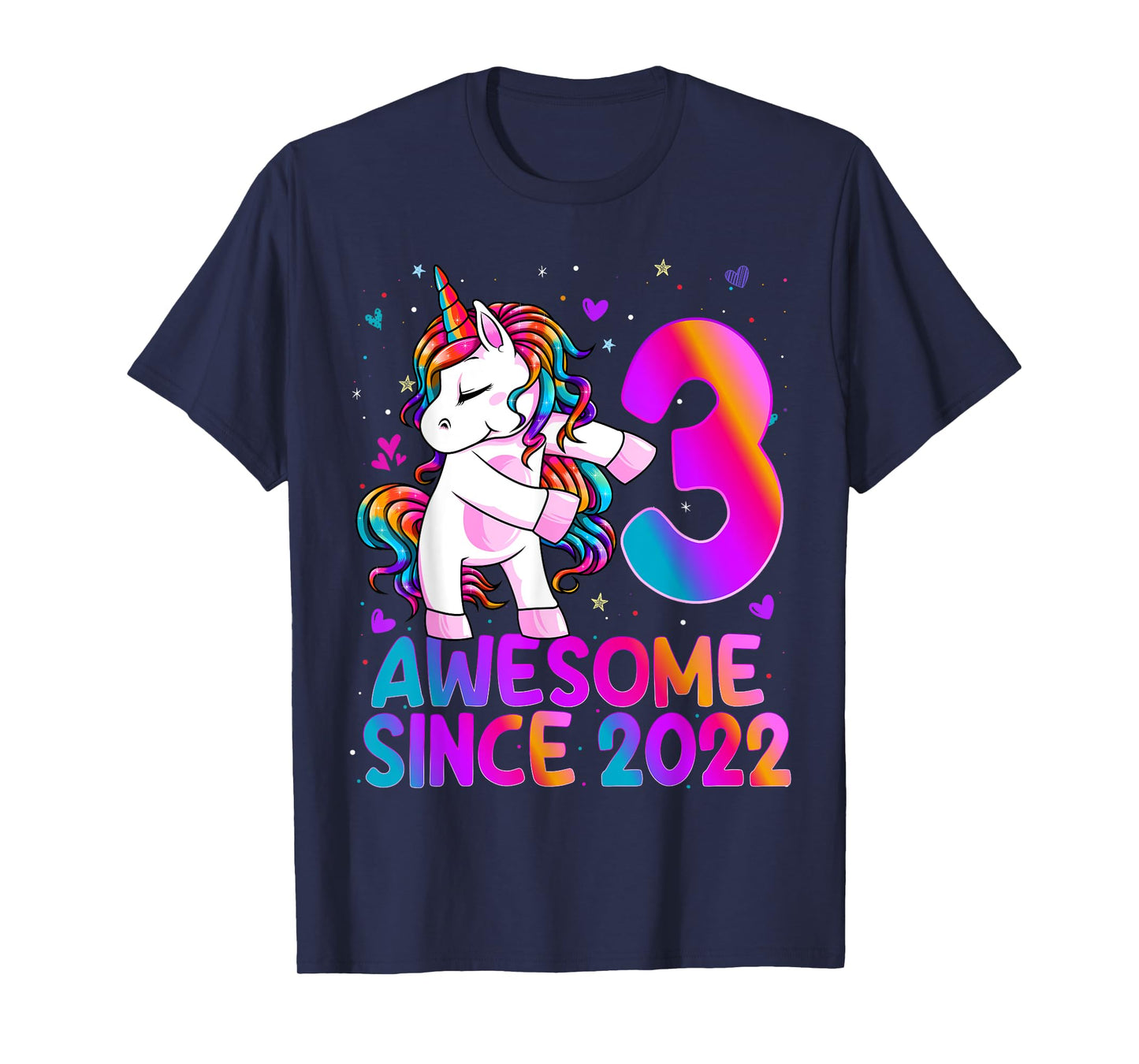 Flossing Unicorn 3 Year Old 3rd Birthday Girl Unicorn Party T-Shirt