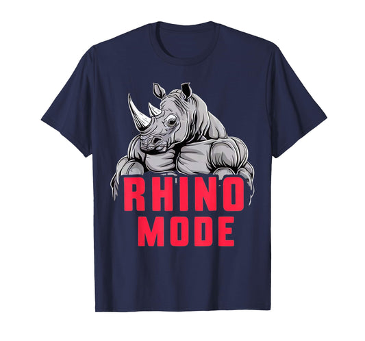 Funny Bodybuilding Rhino Mode Workout Fitness Gym Motivation T-Shirt