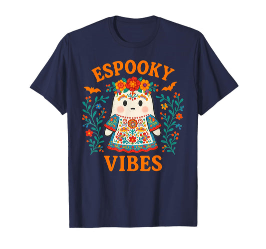 Espooky Vibes Maestra Halloween Spanish Mexican Boho Ghost T-Shirt