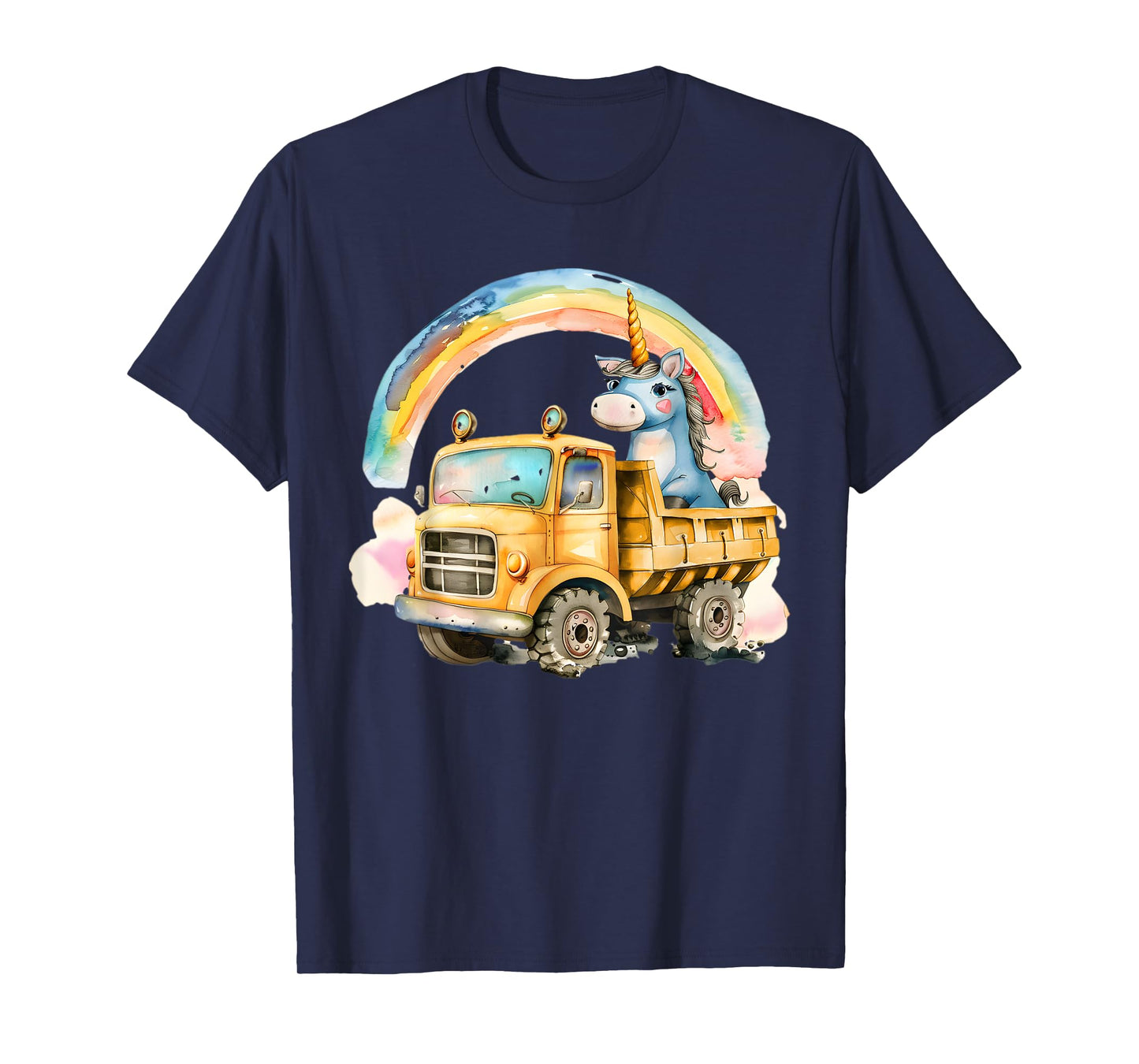 Unicorn Dump Truck - Kids Birthday Party - Watercolor Print T-Shirt