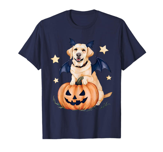 Labrador Pumpkin Witch Golden Labrador Halloween Ghost Dog T-Shirt