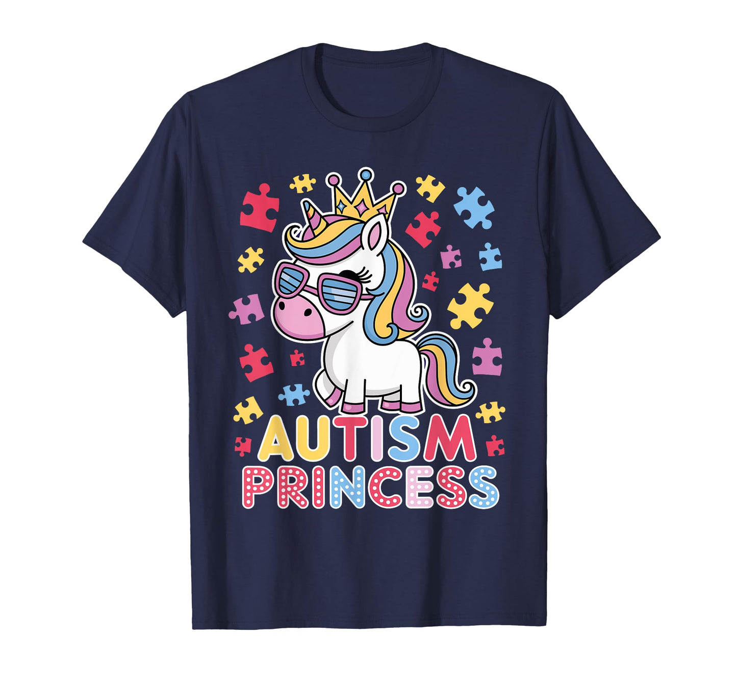 Cute Autism Princess Unicorn Girls Daughter Autism Awareness T-Shirt