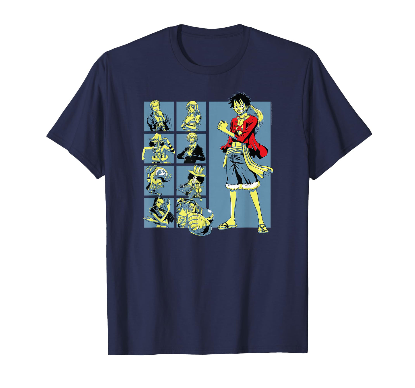 One Piece Anime Pirate Character Grid T-Shirt