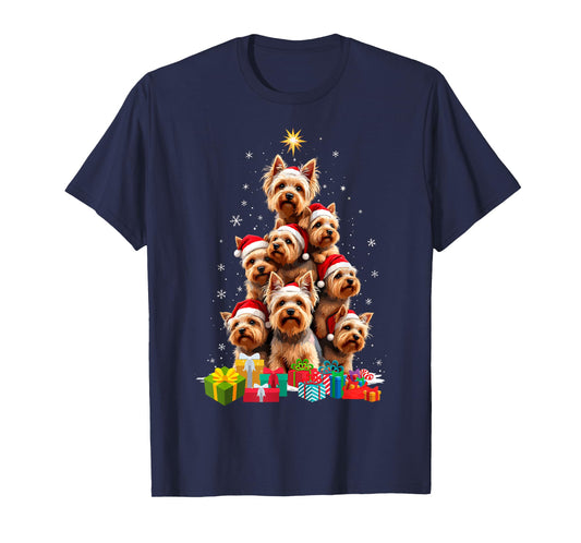 Funny Yorkshire Terrier Yorkie Christmas Tree Xmas Dog Lover T-Shirt