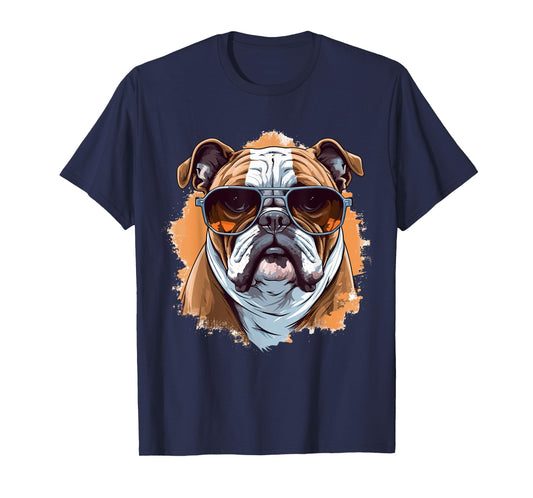 English Bulldog With Sunglasses T-Shirt for Men Women Girls Kids