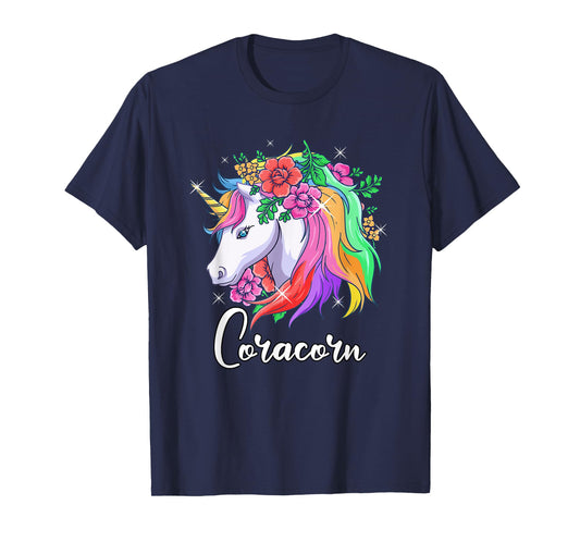 Cute Coracorn Personalized Name Unicorn Cora T-Shirt