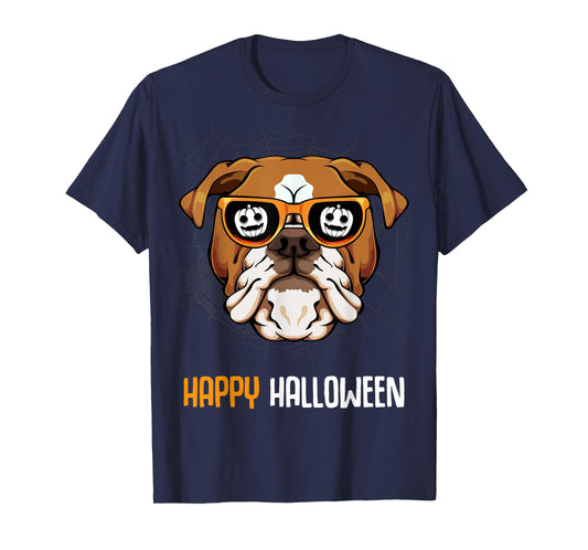 English Bulldog In Sunglasses Lazy Halloween Costume Dog Men Women Kids T-Shirt