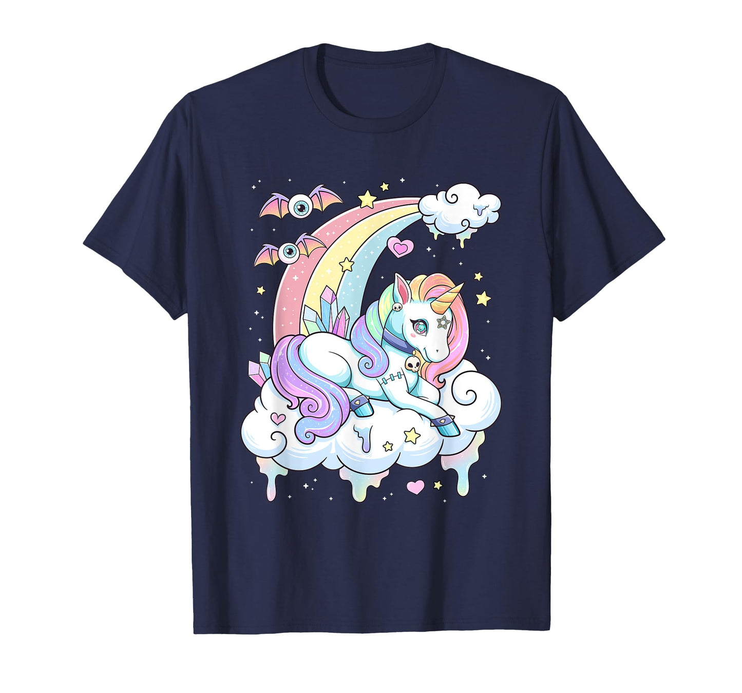 Kawaii Pastel Goth Cute Scary Rainbow Unicorn T-Shirt
