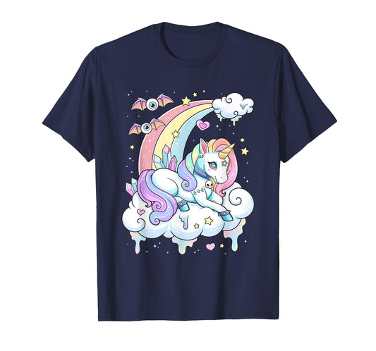 Kawaii Pastel Goth Cute Scary Rainbow Unicorn T-Shirt