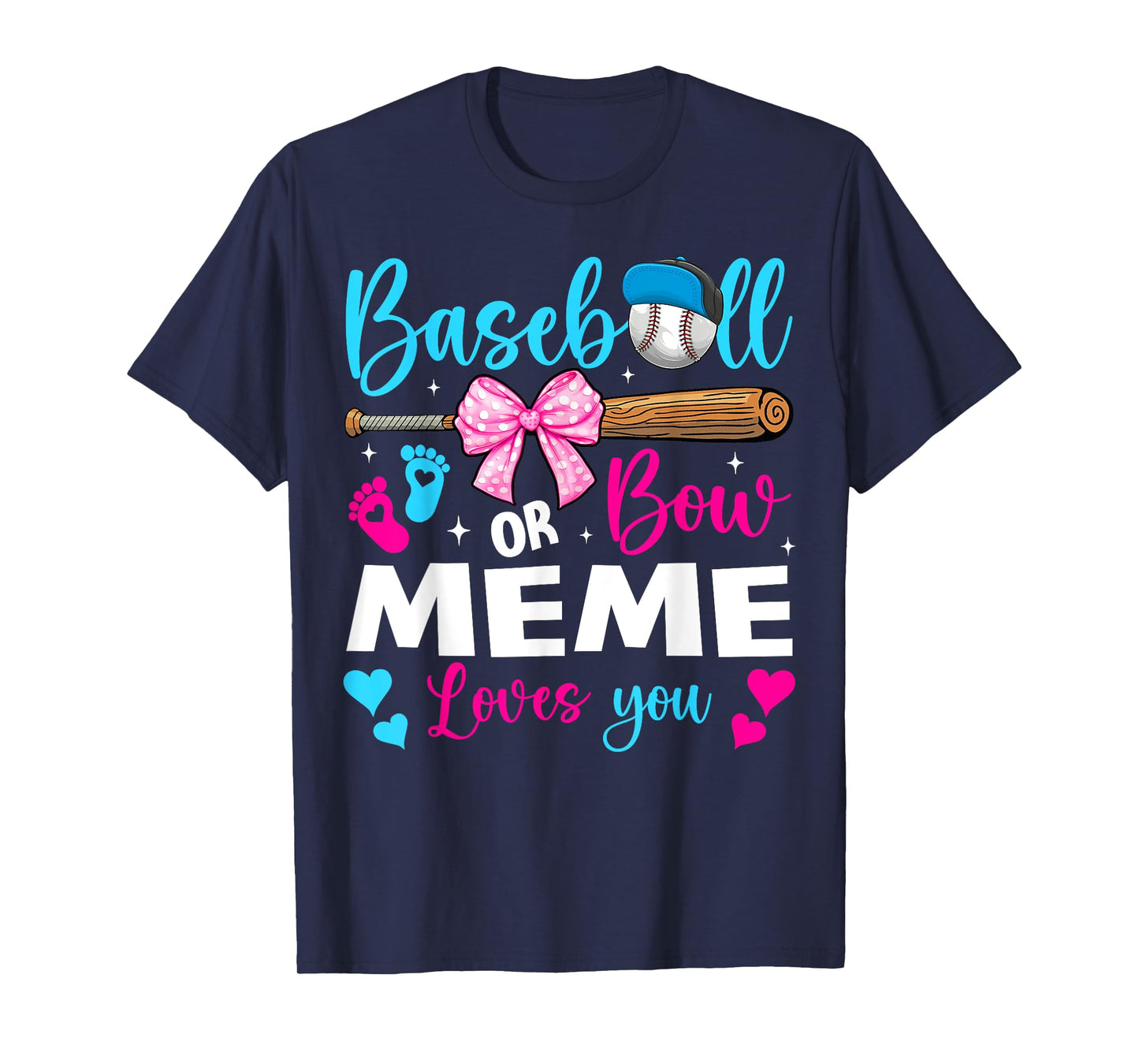 Baseball or Bow Meme Loves You Baseball Gender Reveal T-Shirt