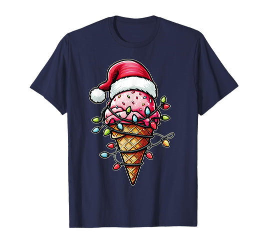 Ice Cream Cone Christmas Hat Xmas T-Shirt