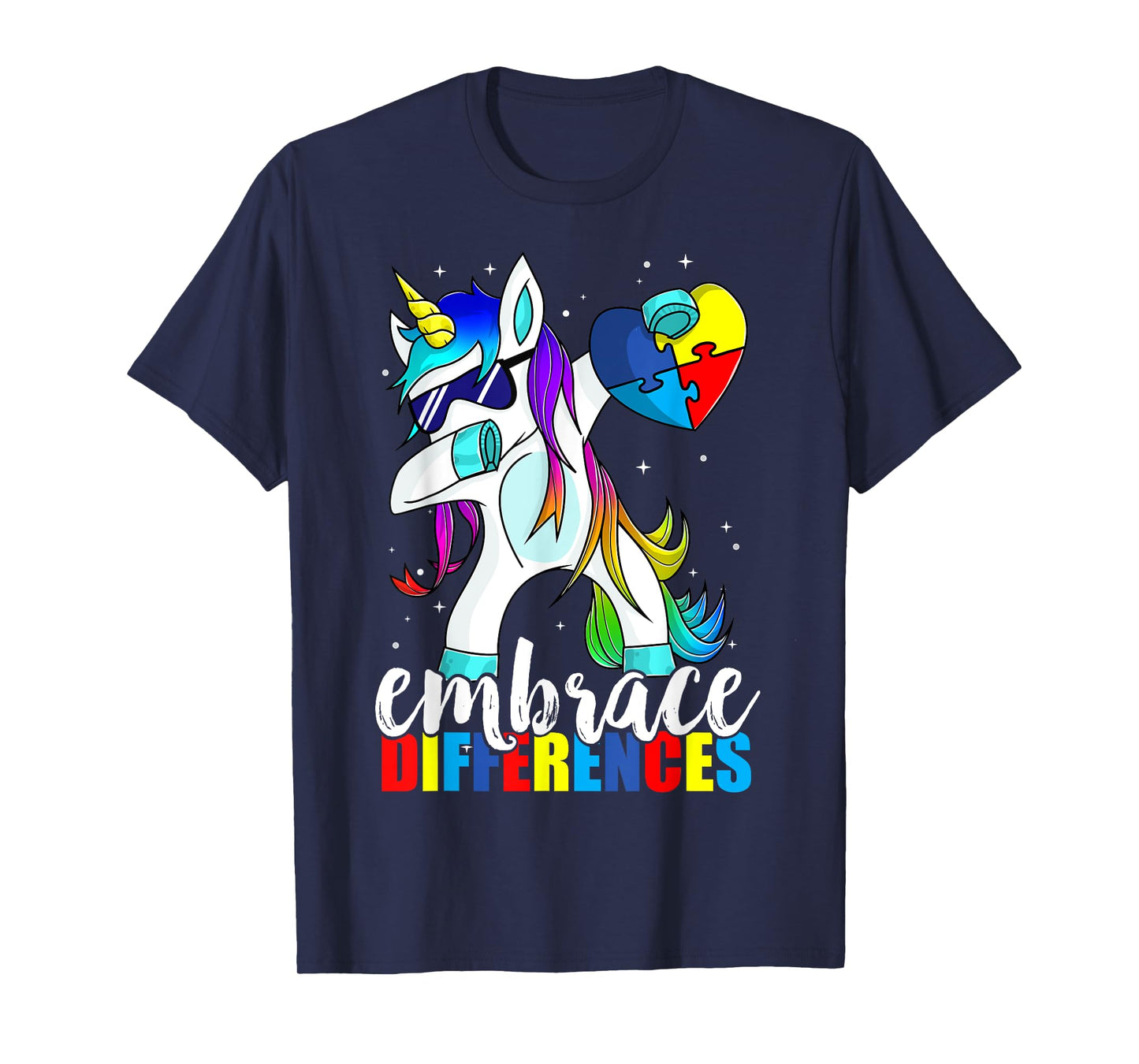 Dabbing Unicorn Embrace Differences Boys Girls Kids Adults T-Shirt