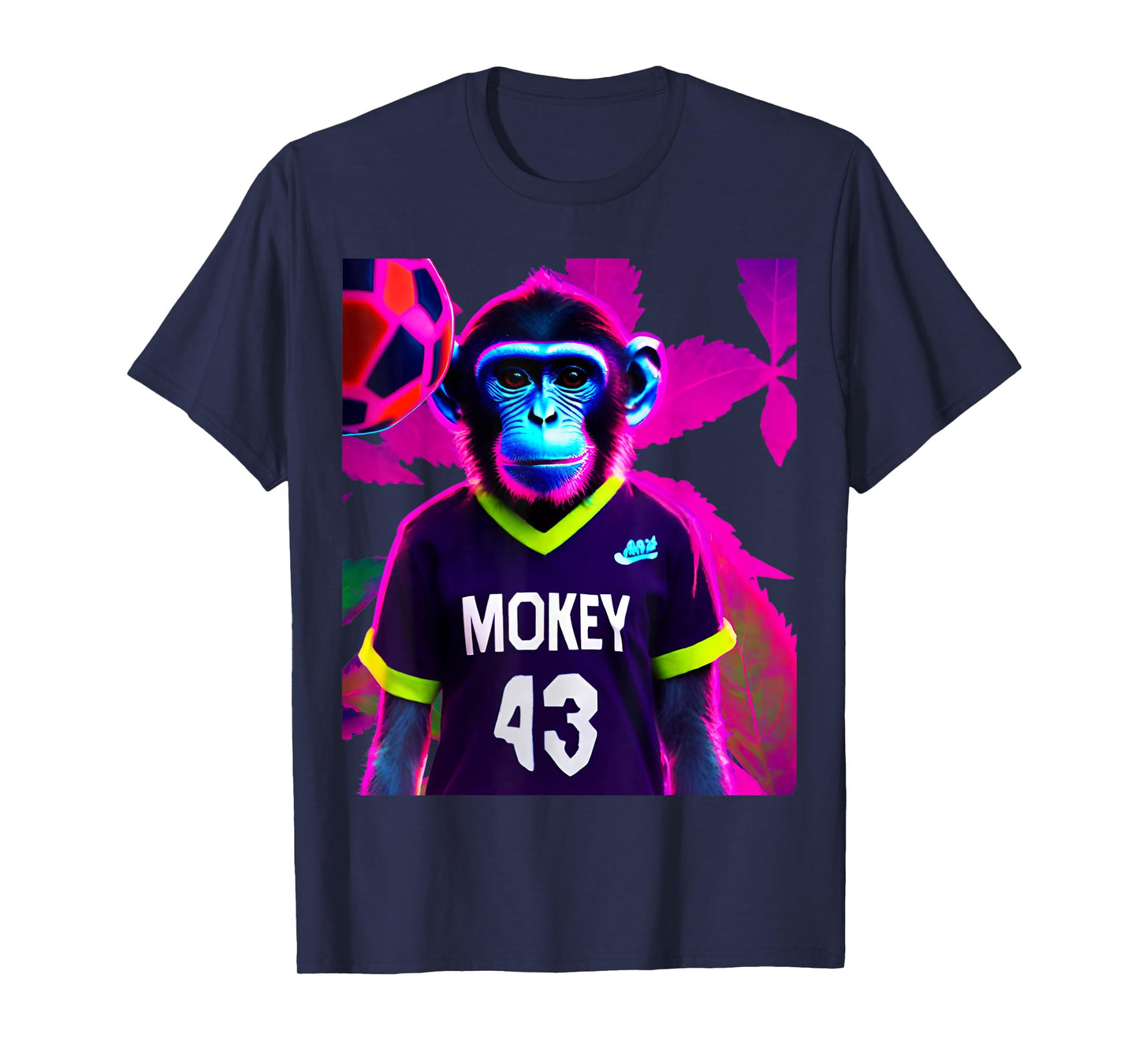 SOCCER MONKEY AUTUMN LEAVES LED GRAPHIC T-Shirt