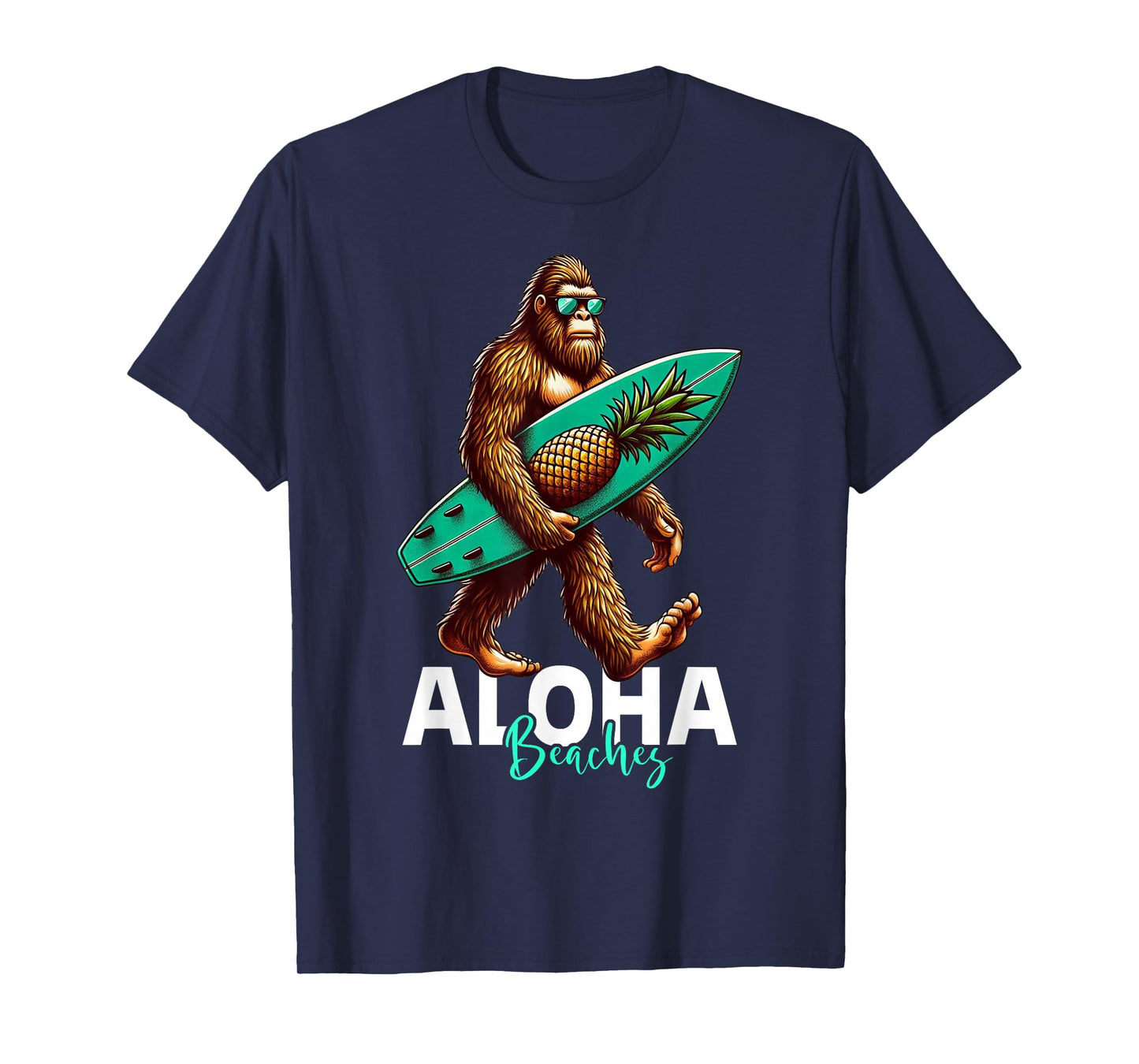 Kids Mens Bigfoot Surfing Hawaiian Beach Funny Sasquatch T-Shirt