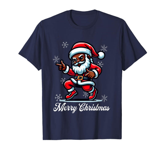 African American Santa Shirt Afro Santa Merry Christmas T-Shirt