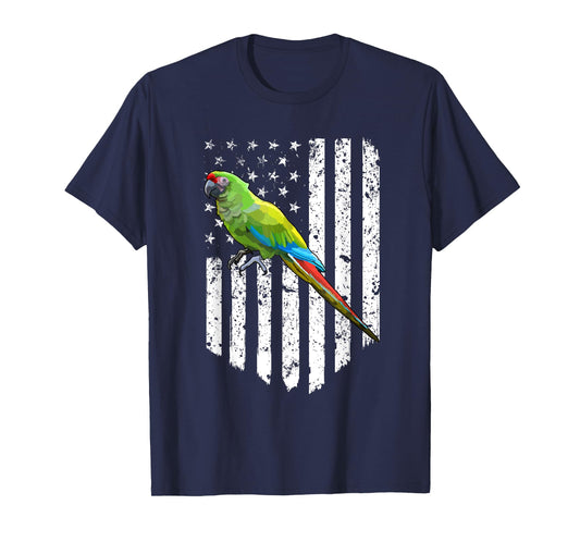 White American Flag Military Macaw Bird 4th Of July Women Men T-Shirt
