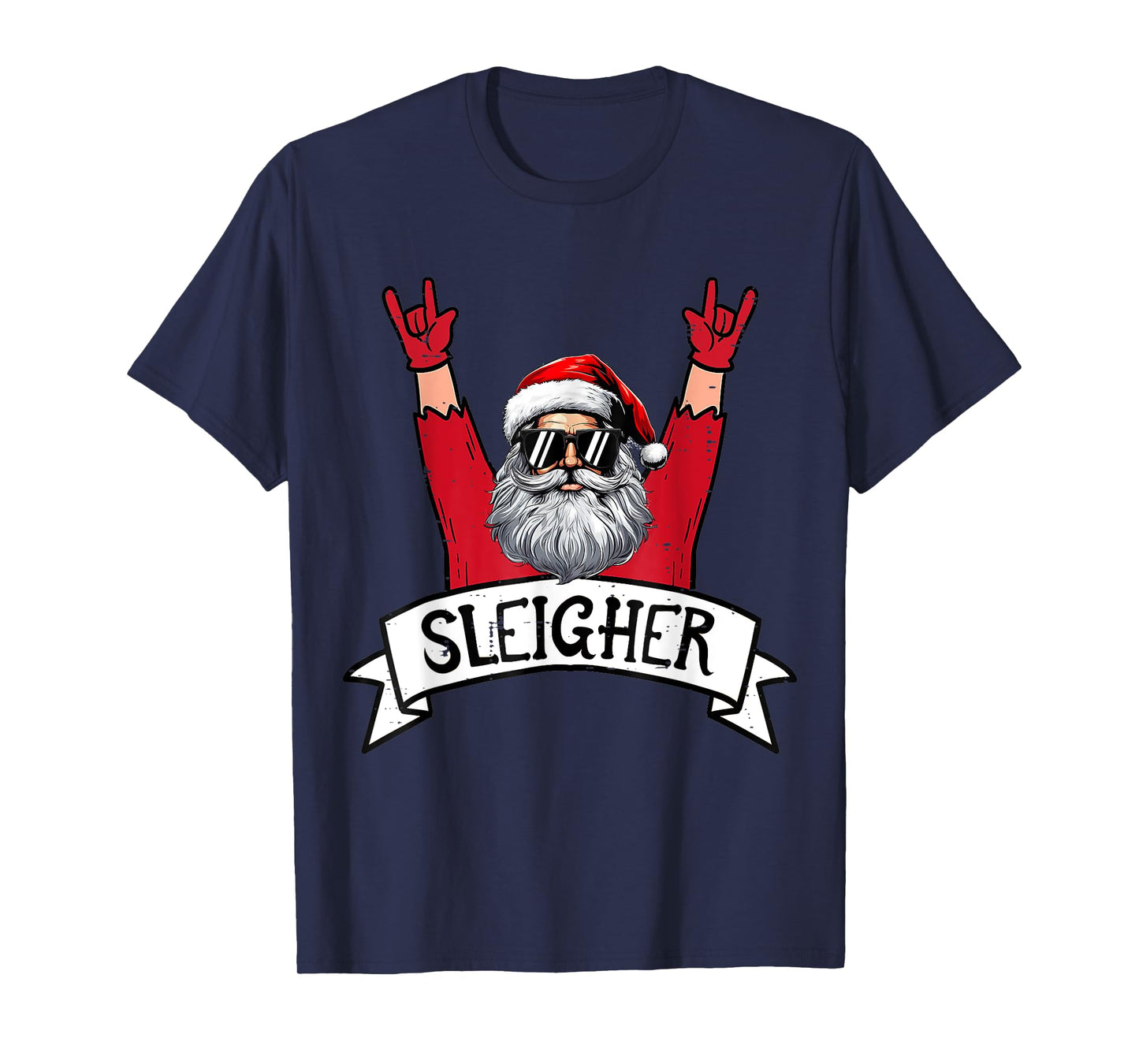 Christmas Sleigher Santa Rock Xmas Rocker Men Women Kids Boy T-Shirt
