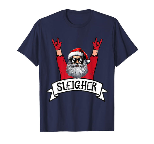 Christmas Sleigher Santa Rock Xmas Rocker Men Women Kids Boy T-Shirt