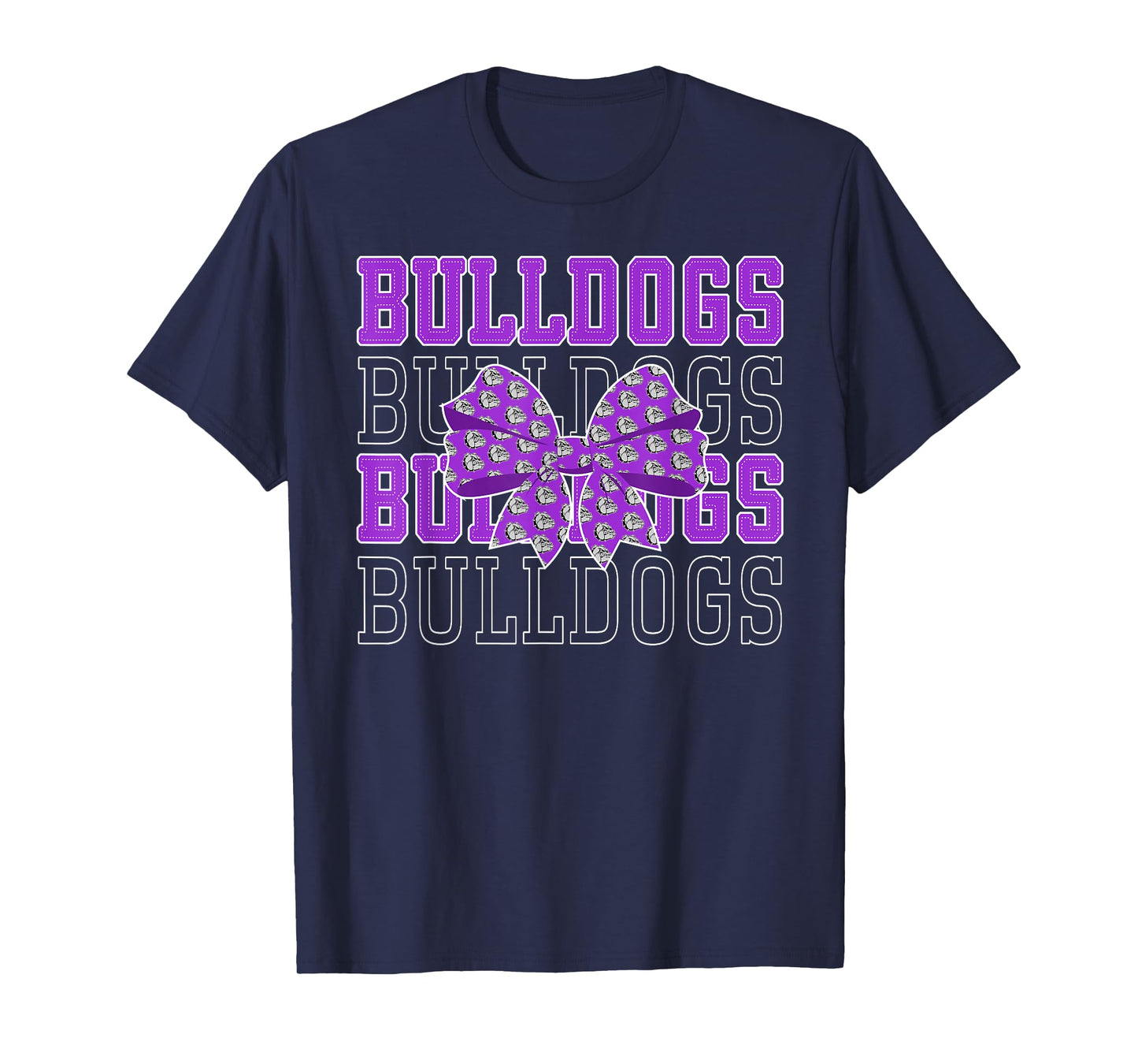 Purple Bulldogs Coquette Bow Bulldog Pride School Spirit T-Shirt