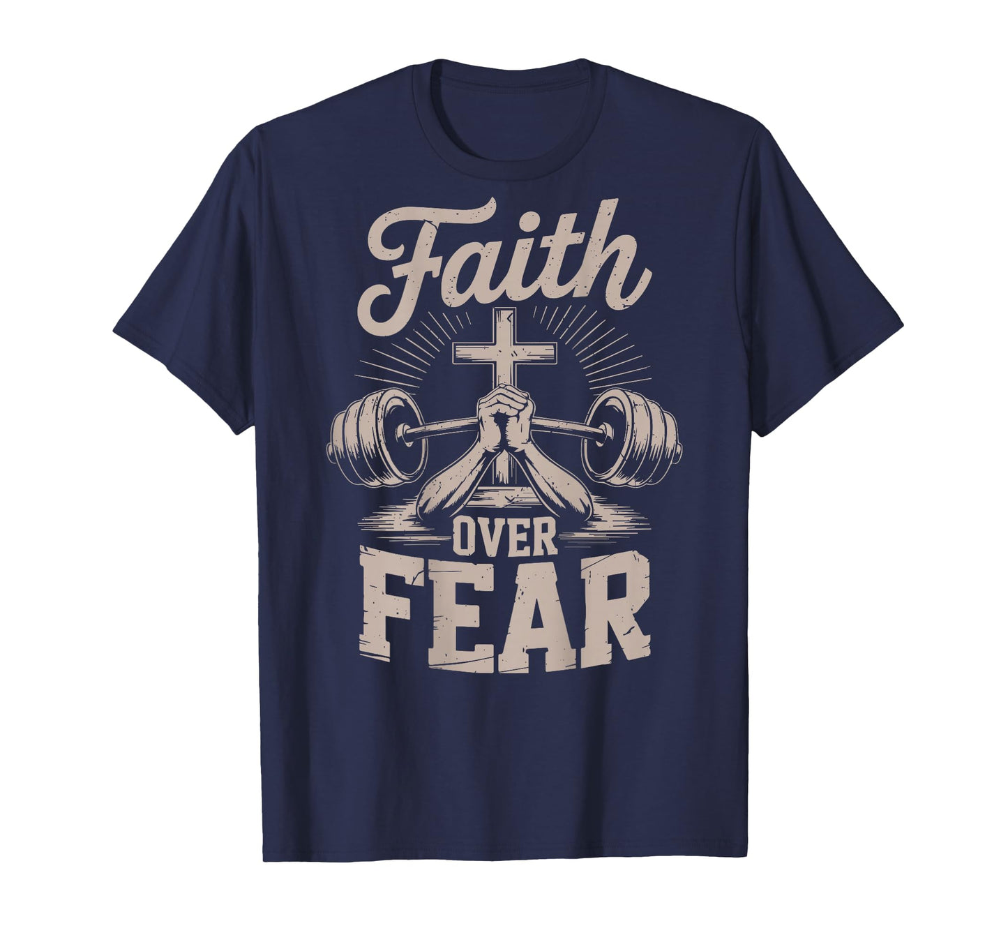 Men's Faith Over Fear Christian Workout Gym Jesus Christ T-Shirt