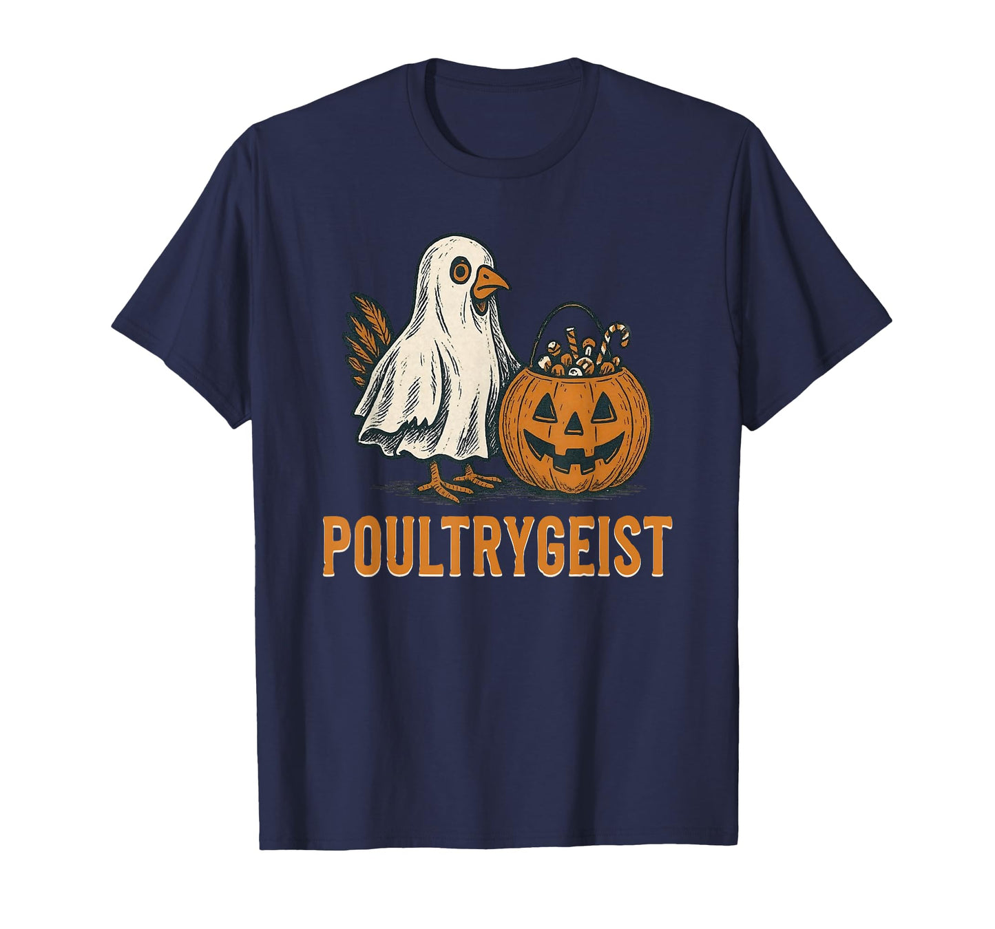 Poultrygeist Chicken Ghost Pumpkin Costume Halloween T-Shirt