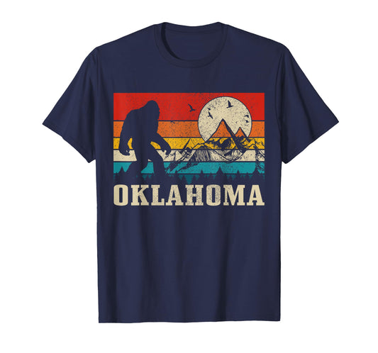 Oklahoma Bigfoot Vintage Mountains Hiking Camping Gift T-Shirt