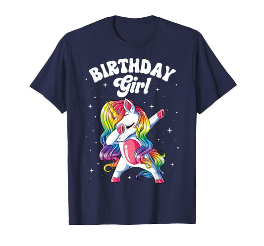 Unicorn Dabbing Birthday Girl Kids Rainbow Dab Dance Squad T-Shirt