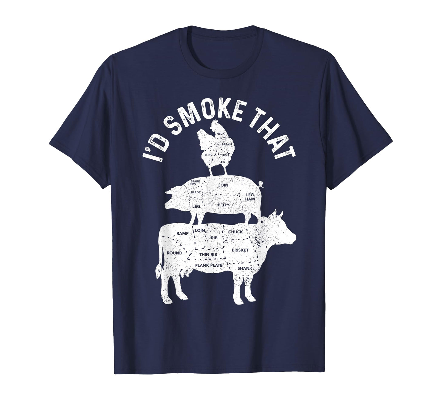Chef Butcher BBQ I'd Smoke That Pork Beef Funny Father's Day T-Shirt