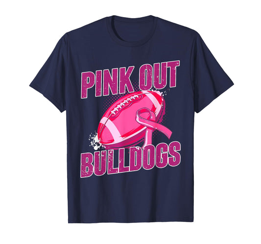 Bulldogs Pink Out Football Tackle Breast Cancer T-Shirt
